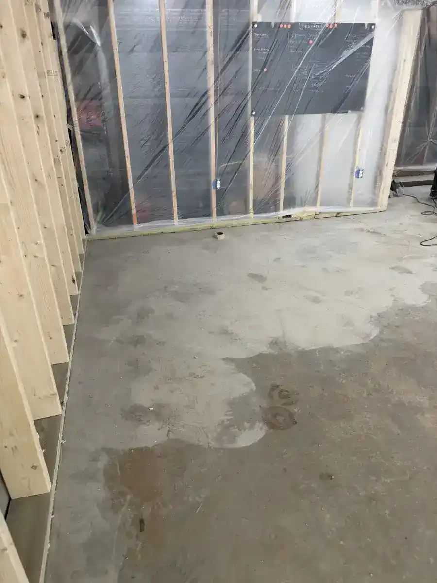 Bare concrete floor before coating