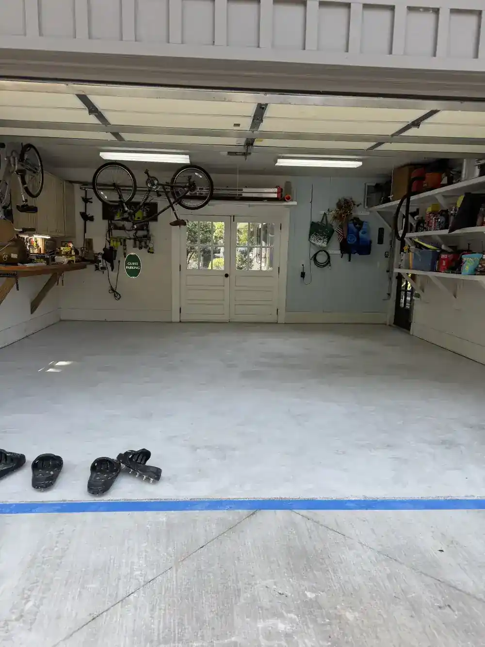 Finished residential garage floor coating