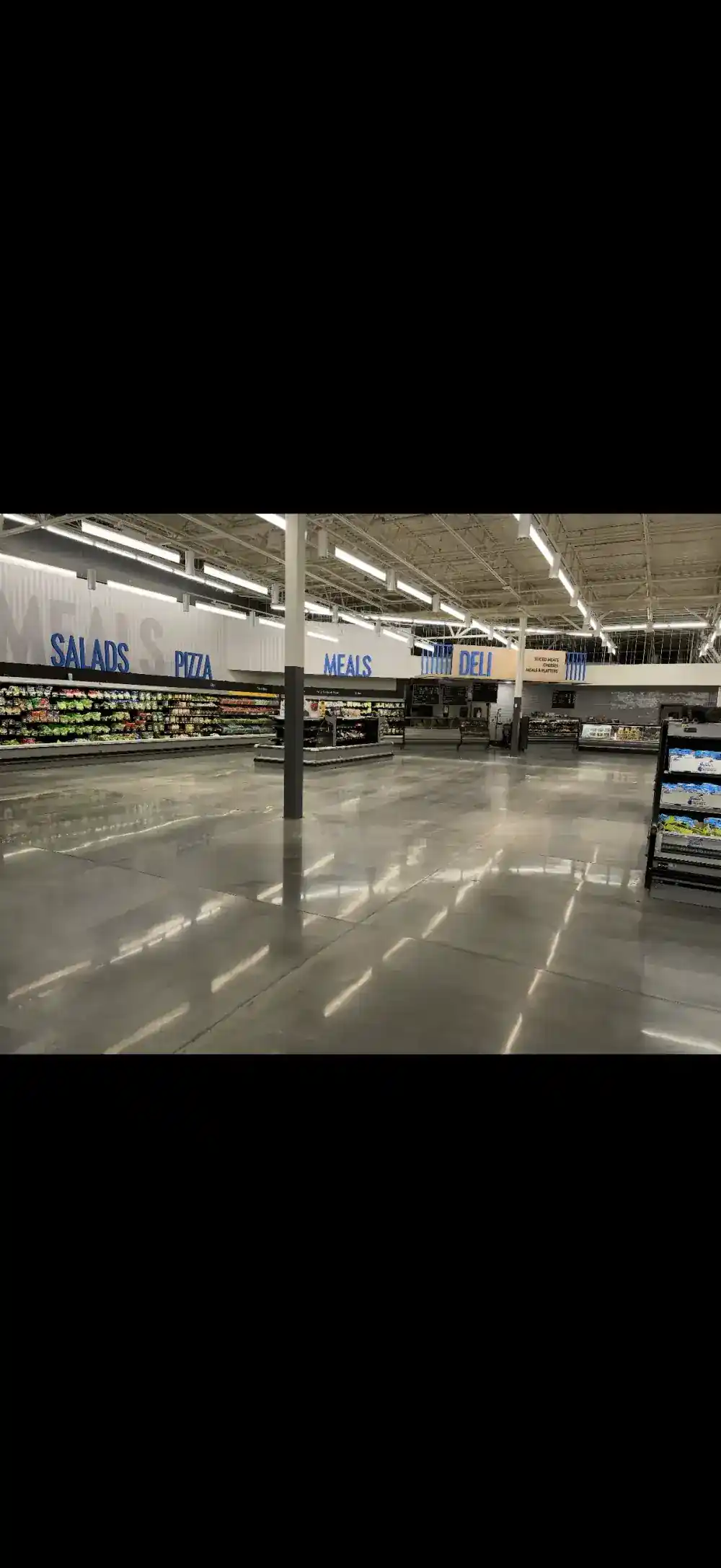 Finished commercial retail polished floor