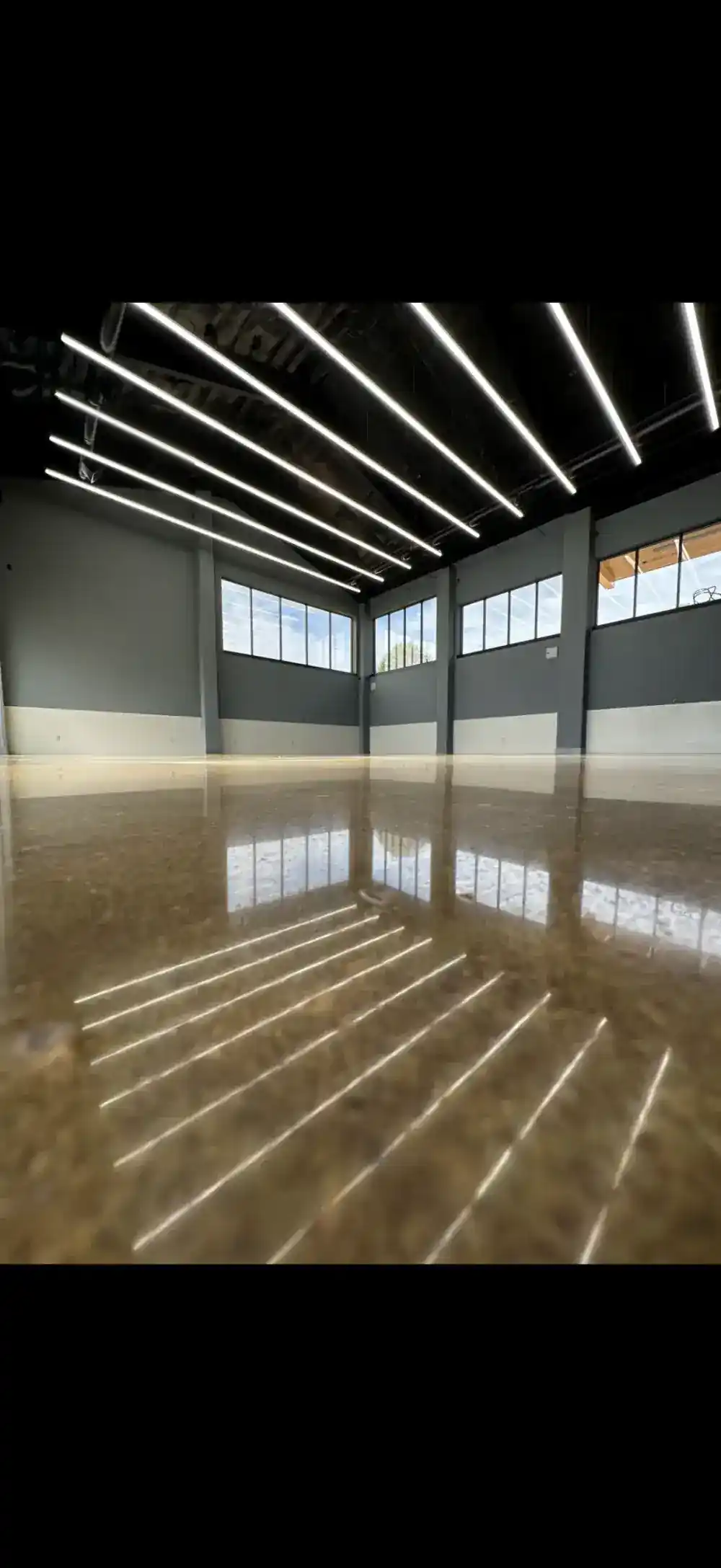 Finished industrial showroom floor coating